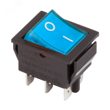 Выключатель клавишный 250V 15А (6с) ON-ON синий с подсветкой, REXANT 36-2351 REXANT