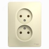 GLOSSA Розетка двойная без заземления в сборе бежевая GSL000220 Systeme Electric