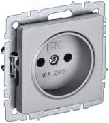 BRITE Розетка 1 пост без заземления с защитными шторками 10А РСш10-2-БрА алюминий IEK BR-R13-10-K47 IEK