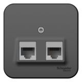Розетка BLANCA наружная двойная компьютерная RJ45, кат.5e, с изолирующей пластиной, антрацит BLNIA045456 Systeme Electric