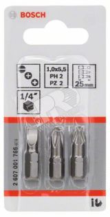 Бита S/PH/PZ 25мм XH SET (3шт) 2607001766 BOSCH