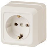 Розетка 2P+E Schuko, 16А-250В, ОУ, Quadro, сл.кость, 2-202-02 Б0027650 ЭРА