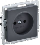 BRITE Розетка без заземления без защитных шторок 10А РС10-1-0-БрГ графит BR-R10-10-K53 IEK