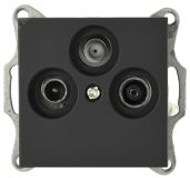 Розетка TV+FM+SAT9.5 мм оконечная с накладкой, цвет черный матовый (soft touch) G6206PB Jasmart