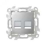 Розетка для передачи данных 2xRJ45 Cat.5e UTP цвета алюминий S24 Harmonie 2450593-033 Simon
