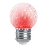 Лампа светодиодная LED 1вт Е27 строб красный шар 38210 FERON