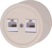 Розетка Лизетта RJ45 информационная двойная, пластик, цвет Песочное золото B1-302-24 Bironi