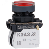 Кнопка КМЕ4611мЛ-24В-красный-1но+1нз-цилиндр-индикатор-IP65- 291155 КЭАЗ