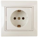Розетка Intro Plano 1-206-02 с заземлением 2P+E Schuko со шторками, 16А-250В, IP20, СУ, слоновая кость Б0053924 ЭРА