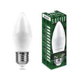Лампа светодиодная LED 7вт E27 теплый матовая свеча 55032 SAFFIT
