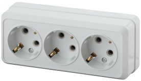 Розетка Intro Quadro 2-206-01 с заземлением трехместная 3х2P+E, 16А-250В, IP20, ОУ, белый Б0053819 ЭРА
