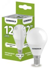 Лампа светодиодная G45 шар 12Вт 230В 4000К E14 GENERICA LL-G45-12-230-40-E14-G IEK