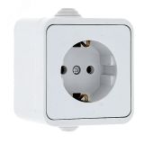 Прага Розетка 16А с заземлением IP44 белая EKR16-028-10-44 EKF