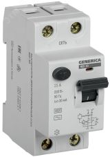 Выключатель дифференциального тока (УЗО) ВД1-63 2Р 25А 30мА GENERICA MDV15-2-025-030 IEK