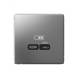 ARTGALLERY USB розетка тип-С 65Вт высокоскор.заряд. QC, PD, механизм, сталь GAL000927 Systeme Electric