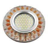 DLS-L151 GU5.3 GLASSY/GOLD Светильник декоративный встраиваемый, серия Luciole. Без лампы, GU5.3. Доп. светодиодная подсветка 3Вт. Стекло. Зеркальный/прозрачный+светло-коричневый. ТМ Fametto UL-00003909 Uniel
