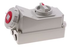Розетка настенная с выкл. и мех.блокировкой контейнерная 32A/400V/3P+E/IP67,никель.конт 00-00032747 INPIN