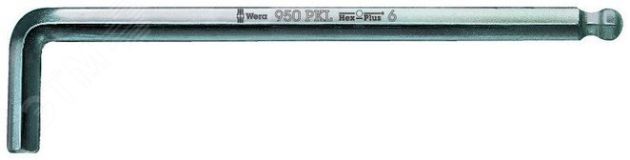 Ключ Г-образный 950 PKL хромированный с шаром 3 x 126 мм WE-022056 Wera