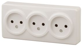 Розетка 3х2P, 16A-250В, ОУ, Эра Эксперт, сл.кость, 11-2207-02 Б0020698 ЭРА