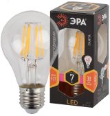 Лампа светодиодная F-LED A60-7W-827-E27 (филамент, груша, 7Вт, тепл, Е27) (10/100/1500) Б0043432 ЭРА