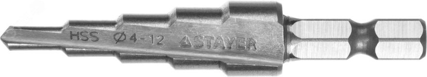 Сверло ступенчатое 4-12мм 5 ступеней 29660-4-12-5 STAYER