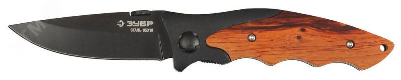 Нож ''ПРЕМИУМ'' СТРЕЛЕЦ складной универсальный, металлическая рукоятка с деревянными вставками, 185мм/лезвие 80мм 47711 ЗУБР