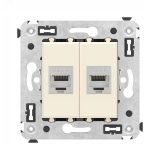 Avanti Компьютерная розетка RJ-45 без шторки в стену, кат.6 двойная экранированная,  Ванильная дымка 4405794 DKC