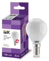 Лампа светодиодная G45 шар матовая 7Вт 230В 3000К E14 серия 360° IEK LLF-G45-7-230-30-E14-FR IEK