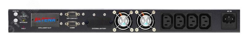 Источник бесперебойного питания Monolith III 1000RMLТ1U  Rack Mount, On-line, фаза 1/1, 1000 Ва/800Вт, (1U, ЗУ 6А,внешние АКБ 48В), RS-232, «Сухие контакты», SNMP-адаптер DA-806 (опция) EN-M3-1000RMLT1U ELTENA
