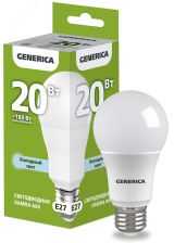 Лампа светодиодная A60 груша 20Вт 230В 6500К E27 GENERICA LL-A60-20-230-65-E27-G IEK