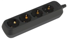 Колодка 4 розетки с заземлением черная KX-4e-B Б0061730 ЭРА