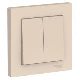 Выключатель двухклавишный ATLASDESIGN схема 5 10АХ в сборе бежевый ATN000252 Systeme Electric