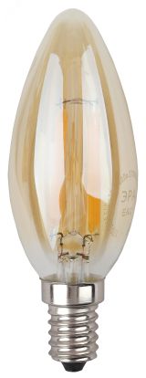 Лампа светодиодная филаментная F-LED B35-7W-827-E14 gold (филамент, свеча золот., 7Вт, тепл, E14 (10/100/2800) Б0027964 ЭРА