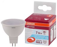 Лампа светодиодная LED 7Вт GU5.3 MR16 110 град. (замена 80Вт) белый, диммируемая OSRAM 4058075229037 LEDVANCE