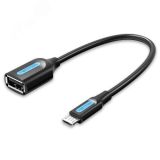 Адаптер переходник OTG USB 2.0 AF на micro B 5 pin, 0.15 м. 1000615081 Vention