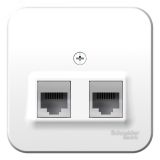 Розетка BLANCA наружная двойная компьютерная RJ45+телефонная RJ11, кат.5e, с изолирующей пластиной, белый BLNIA045111 Systeme Electric