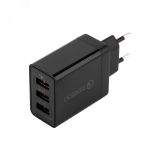 Устройство сетевое зарядное-переходник 3xUSB адаптер, 30W черное, 18-2215 REXANT