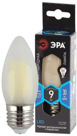 Лампа светодиодная F-LED B35-9w-840-E27 frost (филамент, свеча мат, 9Вт, нейтр, E27) (10/100/5000) Б0046998 ЭРА