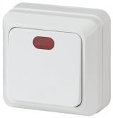 Выключатель Intro Quadro 2-102-01 одноклавишный с подсветкой, 10А-250В, IP20, ОУ, белый Б0053741 ЭРА