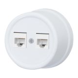 Розетка RJ45 информационная двойная, пластик, цвет белый B1-302-21 Bironi