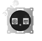 Розетка двойная антенна/компьютер TV/RJ45 кат.5e, цвет черный (серия Florence) 7700247 OneKeyElectro