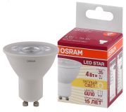 Лампа светодиодная LED 4Вт GU10 3000К 265лм 230V CL PAR16 (замена 35Вт) OSRAM LS 4058075481343 LEDVANCE