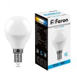 Лампа светодиодная LED 9вт Е14 дневной матовый шар 25803 FERON