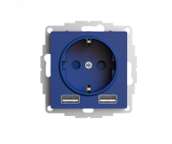 ATLASDESIGN РОЗЕТКА 16А c 2 USB A+A, 5В/2,4А, 2х5В/1,2А, механизм, АКВАМАРИН ATN001130 Systeme Electric