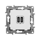 Зарядное устройство с двумя USB-разьемами тип C-тип С 240В/5В 3000мА - Etika - Цвет Слоновая кость 672335 Daccord/Legrand