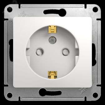 GLOSSA Розетка с заземлением со шторками в рамку белая GSL000145 Systeme Electric