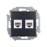 15 Розетка компьютерная двойная RJ45 кат.5е графит 1591593-038 Simon