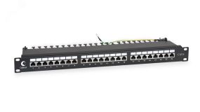 Патч-панель IDC 19' (1U), 24 порта RJ-45, категория 6, полностью экранированная, с задним кабельным организатором 7234c Cabeus