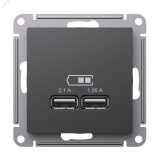 ATLASDESIGN USB РОЗЕТКА A+A, 5В/2,1 А, 2х5В/1,05 А, механизм, БАЗАЛЬТ ATN001433 Systeme Electric