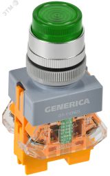 Кнопка D7-11DNZS d=22мм 1з+1р с подсв. и фикс. зеленая GENERICA BBT50-11DNZS-3-11-K06-G IEK